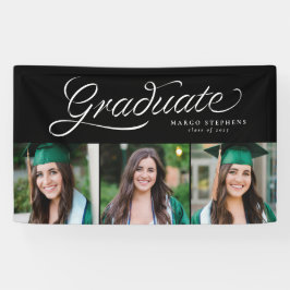 Ribbon script afstuderen trendy drie foto afstudee spandoek