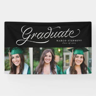 Ribbon script afstuderen trendy drie foto afstudee spandoek