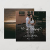 Ribbon Script Minimalist Square Wedding Photo Kaart (Voorkant / Achterkant)