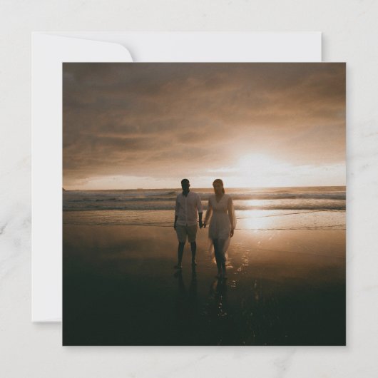 Ribbon Script Minimalist Square Wedding Photo Kaart (Achterkant)