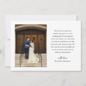 Ribbon Script Minimalist Wedding Photo  Bedankkaart (Achterkant)