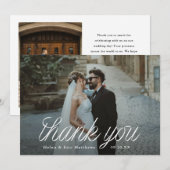Ribbon Script Minimalist Wedding Photo  Bedankkaart (Voorkant / Achterkant)