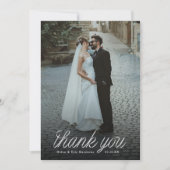 Ribbon Script Minimalist Wedding Photo Bedankkaart (Voorkant)