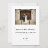 Ribbon Script Minimalist Wedding Photo  Bedankkaart (Achterkant)