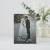 Ribbon Script Minimalist Wedding Photo Briefkaart (Staand voorkant)