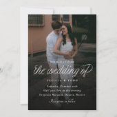 Ribbon Script Minimalist Wedding Photo Kaart (Voorkant)