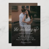 Ribbon Script Minimalist Wedding Photo Kaart (Voorkant / Achterkant)