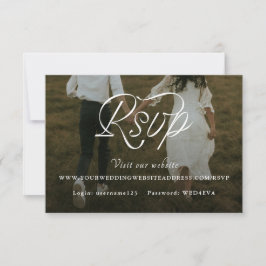 Ribbon Script Minimalist Wedding Photo RSVP Kaartje
