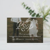 Ribbon Script Minimalist Wedding Photo RSVP Kaartje (Staand voorkant)