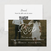 Ribbon Script Minimalist Wedding Photo RSVP Kaartje (Voorkant / Achterkant)