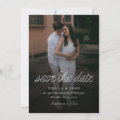 Ribbon Script Minimalist Wedding Photo Save The Date (Voorkant)