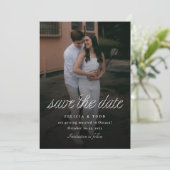 Ribbon Script Minimalist Wedding Photo Save The Date (Staand voorkant)