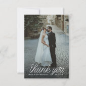 Ribbon Script Minimalist Wedding Photo Small Bedankkaart (Voorkant)