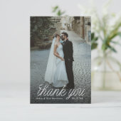 Ribbon Script Minimalist Wedding Photo Small Bedankkaart (Staand voorkant)