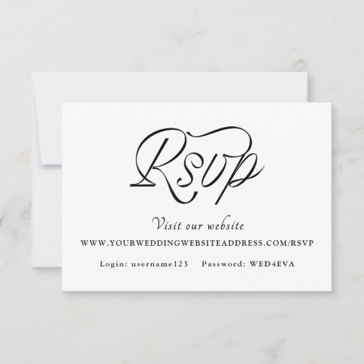 Ribbon Script Minimalist Wedding RSVP Kaartje (Voorkant)