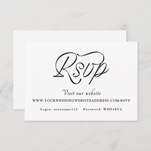 Ribbon Script Minimalist Wedding RSVP Kaartje (Voorkant / Achterkant)