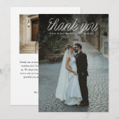 Ribbon Script Top Minimalist Wedding Photo Bedankkaart (Voorkant / Achterkant)