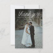 Ribbon Script Top Minimalist Wedding Photo Small Bedankkaart (Voorkant)