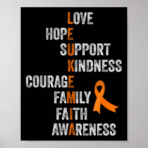 Ribbon Sign Retro AML Leukemie Bewustzijn Poster
