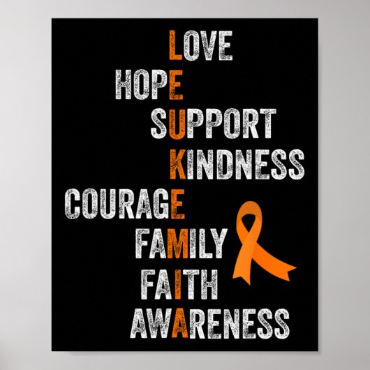 Ribbon Sign Retro AML Leukemie Bewustzijn Poster (Voorkant)