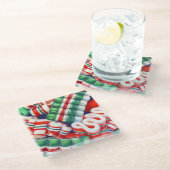 RIBBON SNOEP Glass Beverage Coaster Glazen Onderzetter (Schuin)