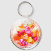 Ribbon snoeppot schattige kleurrijke ouderwetse sleutelhanger (Voorkant)