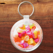 Ribbon snoeppot schattige kleurrijke ouderwetse sleutelhanger (Voorkant)