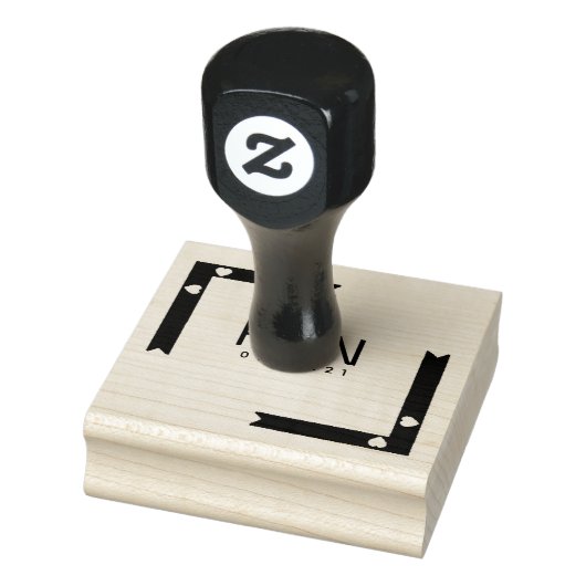 Ribbon Square Heart Initiaal Logo bruiloft Stamp Rubberstempel (Stempel)