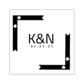 Ribbon Square Heart Initiaal Logo bruiloft Stamp Rubberstempel (Afrduk)