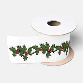 Ribbon - Sting van Holly Branches met bessen Satijnen Lint