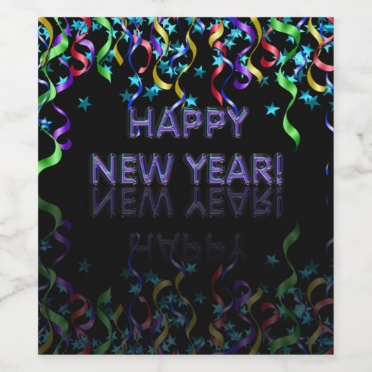 Ribbon Streamers | Gelukkig nieuwjaar! | Wijn Etiket (Enkel label)