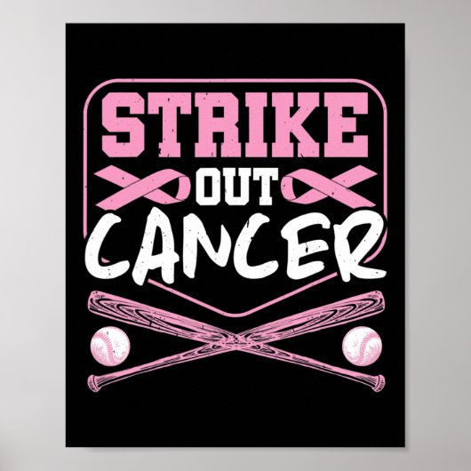 Ribbon strike out kanker honkbal poster (Voorkant)