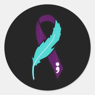 Ribbon Suicide Awareness geestelijke gezondheid vo Ronde Sticker