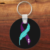 Ribbon Suicide Awareness geestelijke gezondheid vo Sleutelhanger (Voorkant)