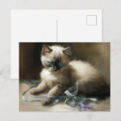 Ribbon Tangle Siamese Kitten Briefkaart (Voorkant / Achterkant)