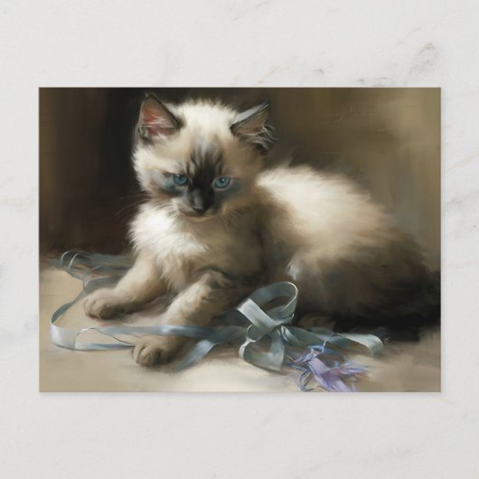 Ribbon Tangle Siamese Kitten Briefkaart (Voorkant)