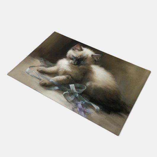 Ribbon Tangle Siamese Kitten Deurmat (Schuin)
