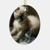 Ribbon Tangle Siamese Kitten Keramisch Ornament (Rechts)