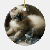 Ribbon Tangle Siamese Kitten Keramisch Ornament (Achterkant)