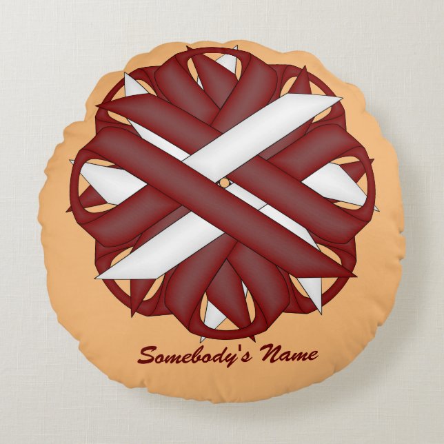 Ribbon van Bourgogne-Ivory door Kenneth Yoncich Rond Kussen (Voorkant)