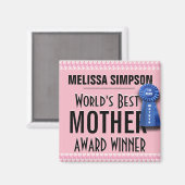 Ribbon van de prijs voor beste moeder in de wereld magneet (Voorkant / Achterkant)