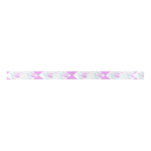 Ribbon van Fuchsia en Turquoise Leaves Satijnen Lint (Voorkant)