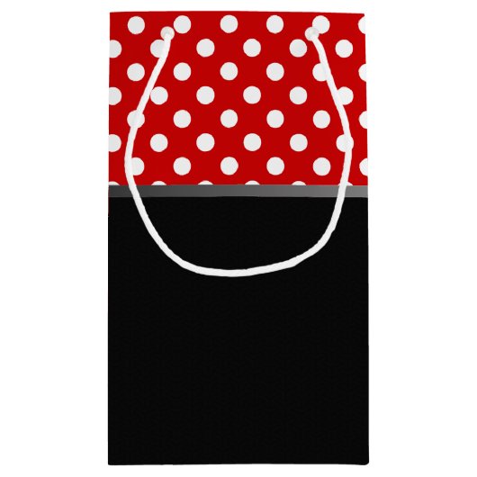 Ribbon van zwarte, rode en witte poka klein cadeauzakje (Achterkant)