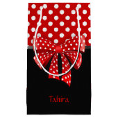 Ribbon van zwarte, rode en witte poka klein cadeauzakje (Voorkant)