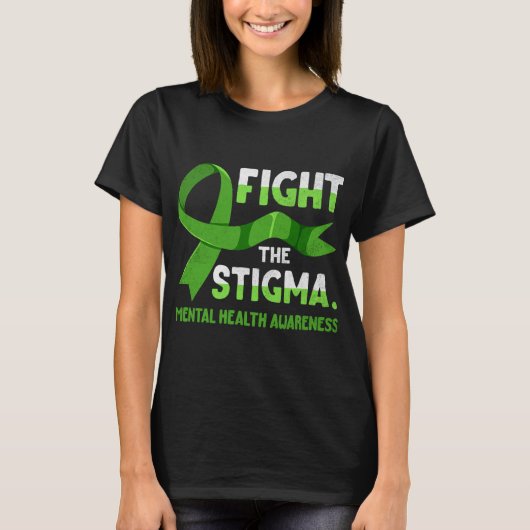 Ribbon vechten tegen het stigma Mental Health Mann T-shirt (Voorkant)
