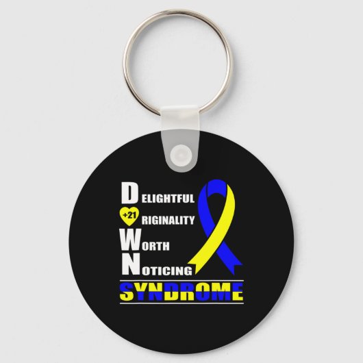 Ribbon World Down Syndrome Day Vrouwen Kinder Sleutelhanger (Voorkant)