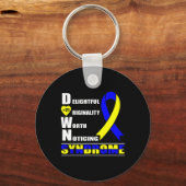 Ribbon World Down Syndrome Day Vrouwen Kinder Sleutelhanger (Voorkant)