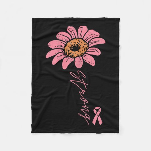 Ribbon Zonnebloem Sterke Borstkanker Bewustzijn Wo Fleece Deken (Voorkant)