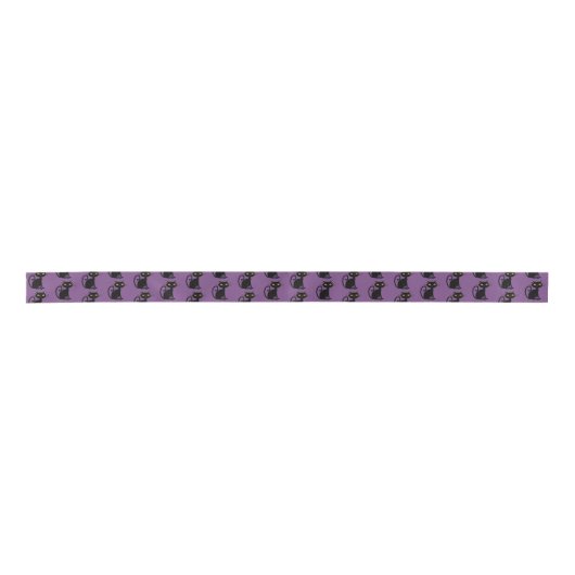 Ribbon-zwart kat van Halloween Satin Satijnen Lint (Voorkant)