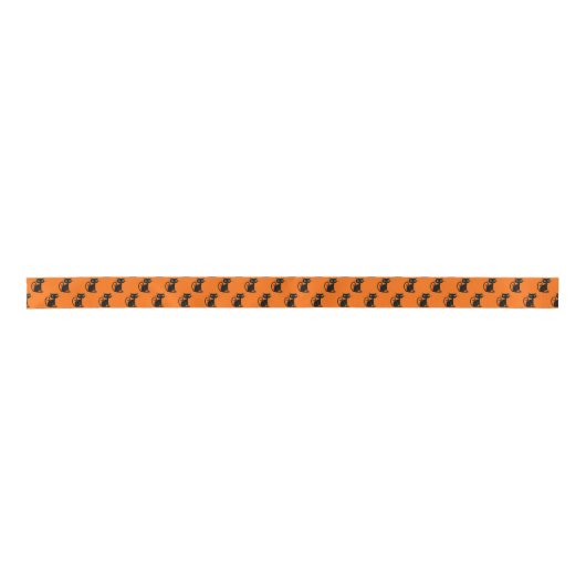 Ribbon-zwart kat van Halloween Satin Satijnen Lint (Voorkant)